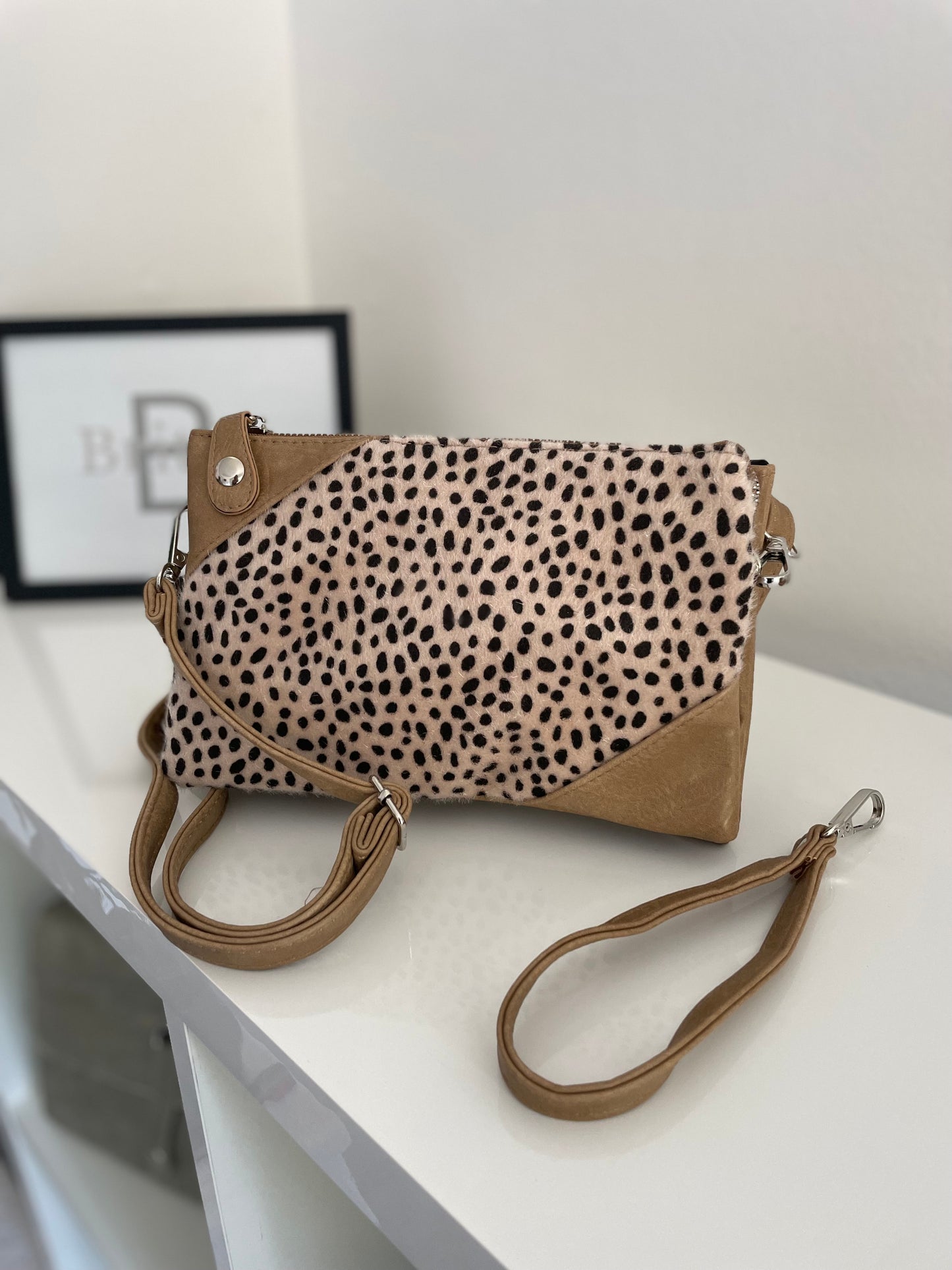 Cheetahprint tas bruin