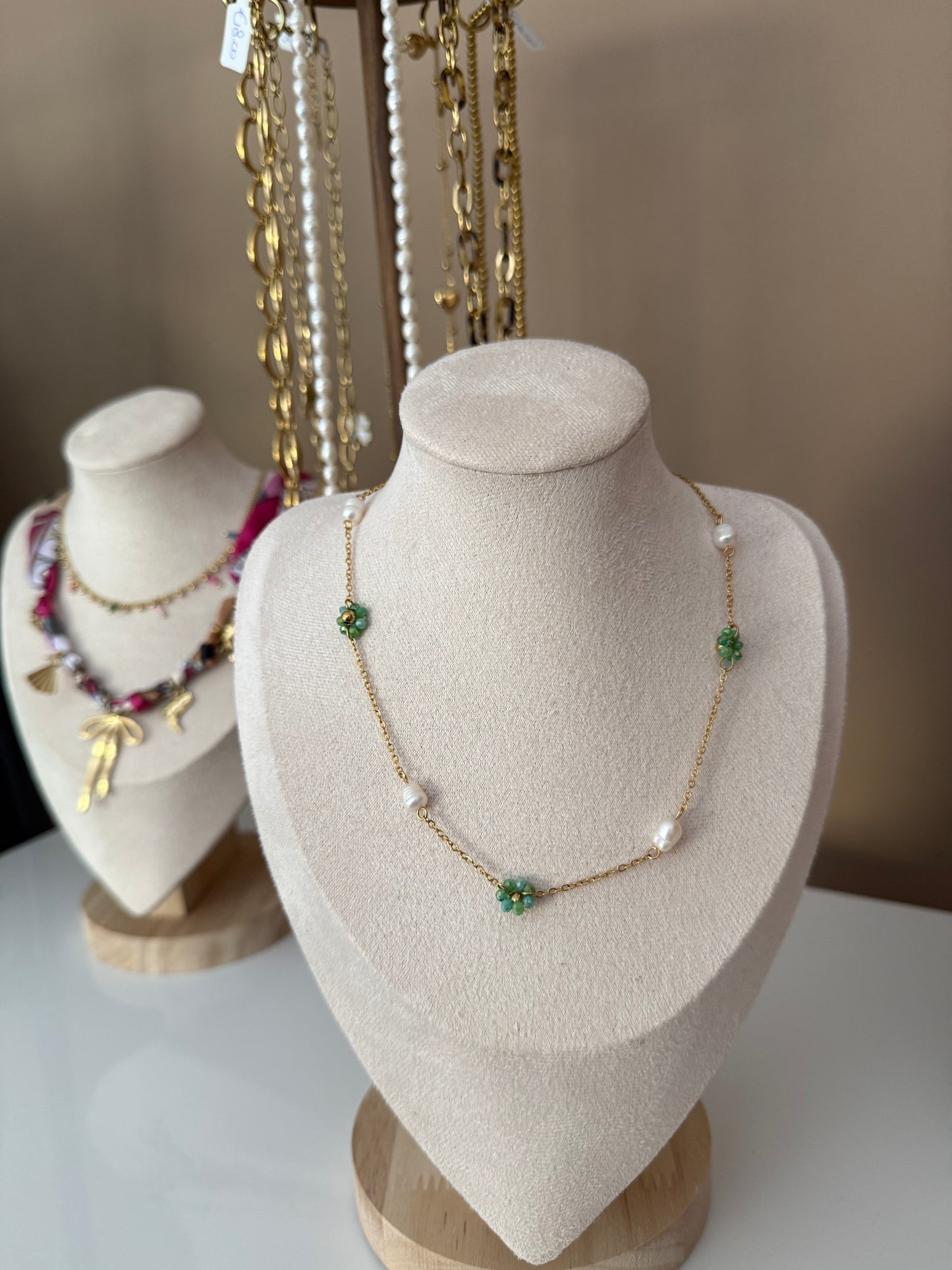 Ketting bloem/parel